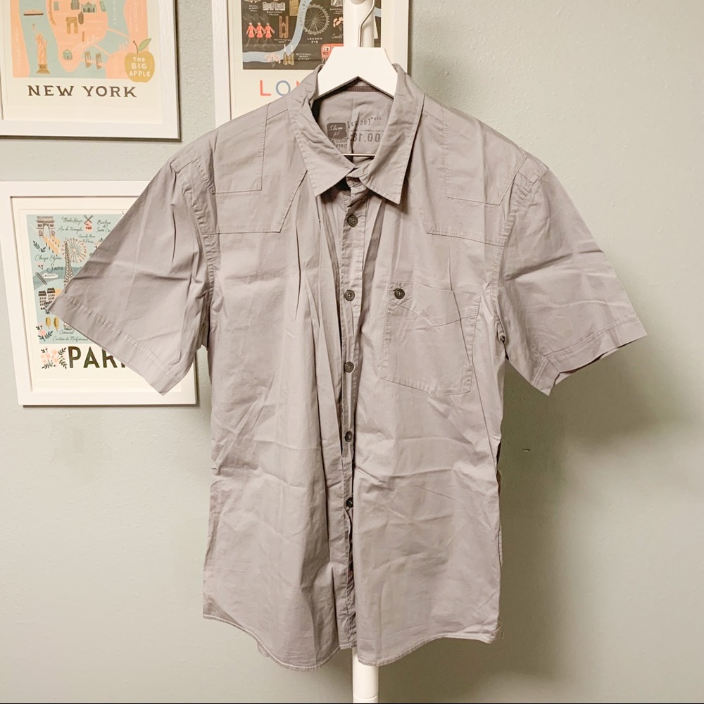 Esprit Gray Unique Pattern Stitch Shirt, XL